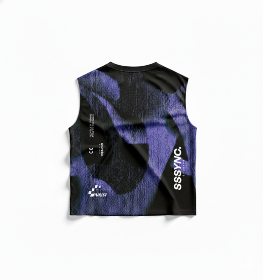 Reflected Fallacy Deep Hominem Crop Tank - SSSYNC Studios Running Jersey