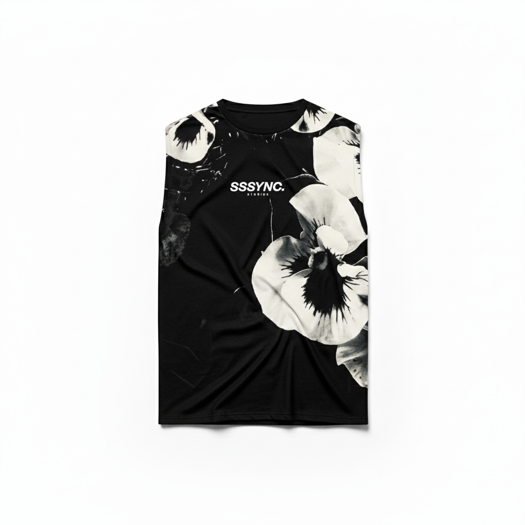 Organic Preserved Black Blossom Muscle Tee SSSYNC Studios Running Jersey