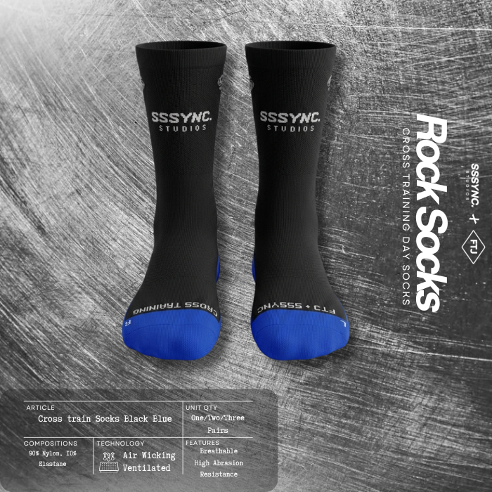 SSSYNC Studios X FTJ Cross Train Socks Black Blue