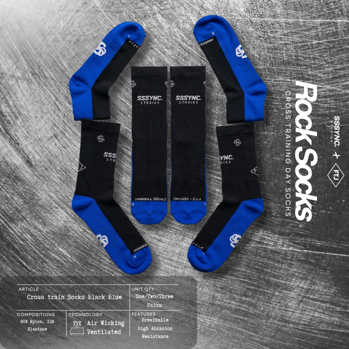 SSSYNC Studios X FTJ Cross Train Socks Black Blue