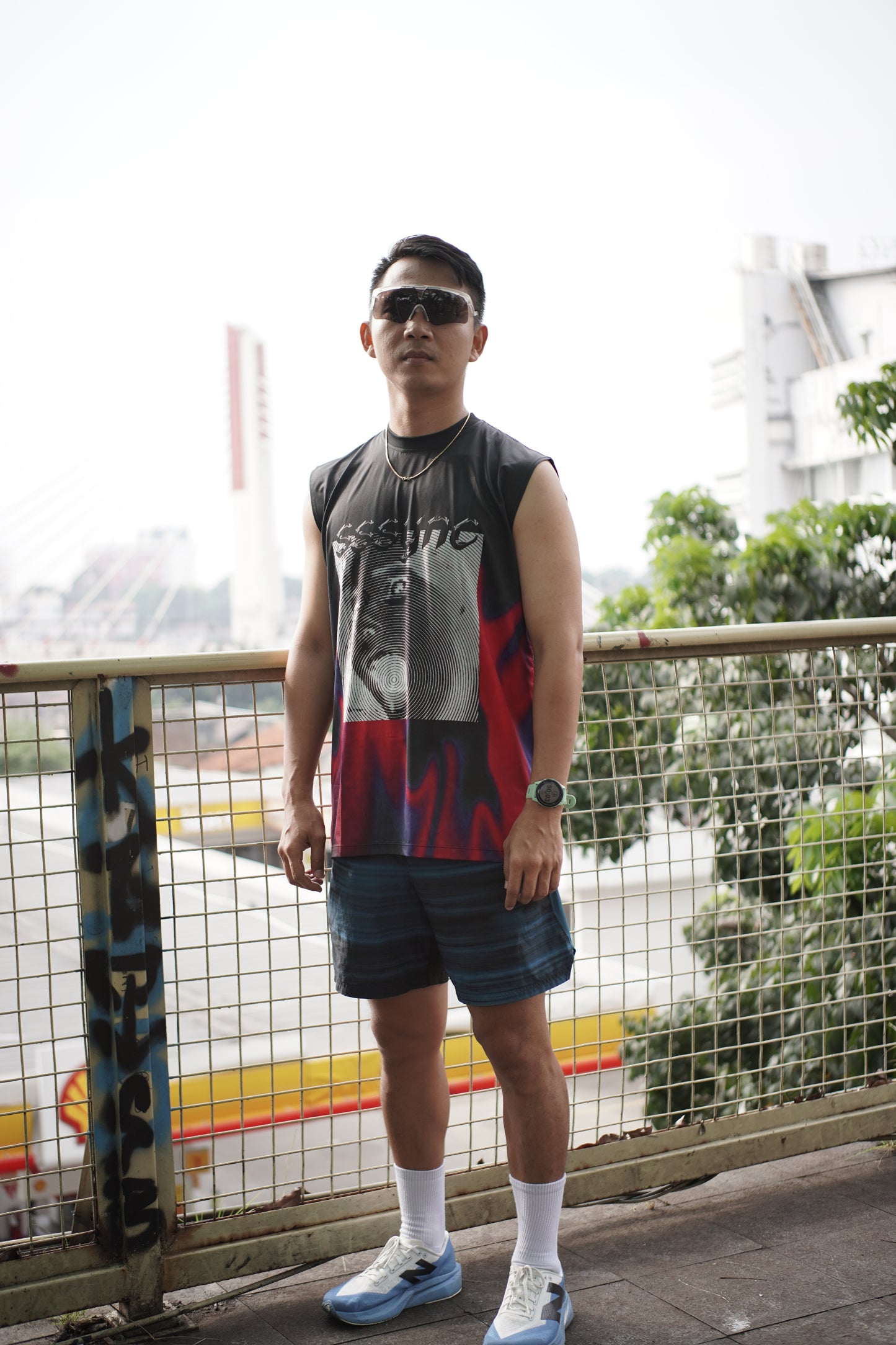 Reflected Fallacy Confusing Fact Black Muscle Tee SSSYNC Studios Running Jersey