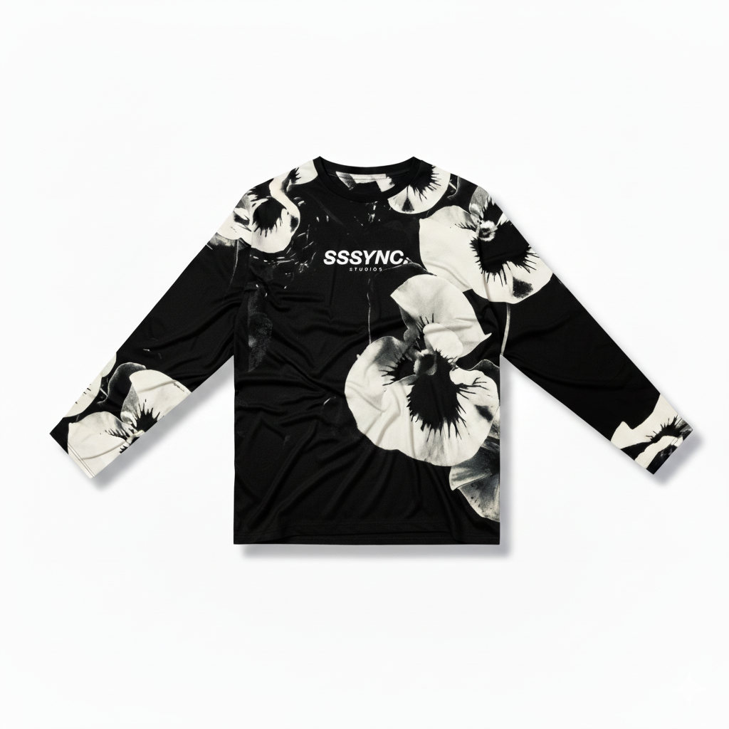 Organic Preserved Black Blossom Long Sleeve Woman SSSYNC Studios Running Jersey