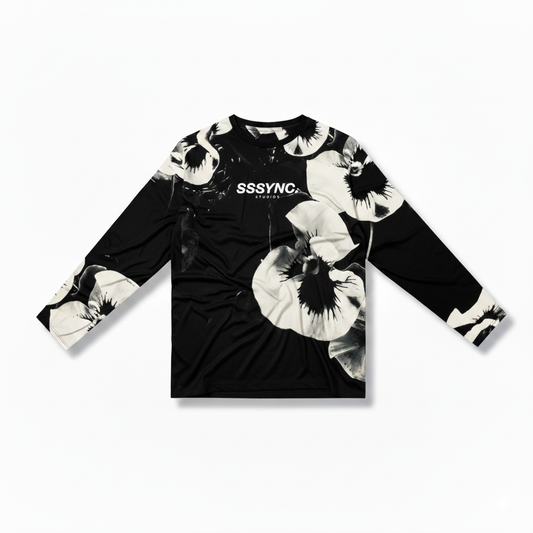 Organic Preserved Black Blossom Long Sleeve Woman SSSYNC Studios Running Jersey