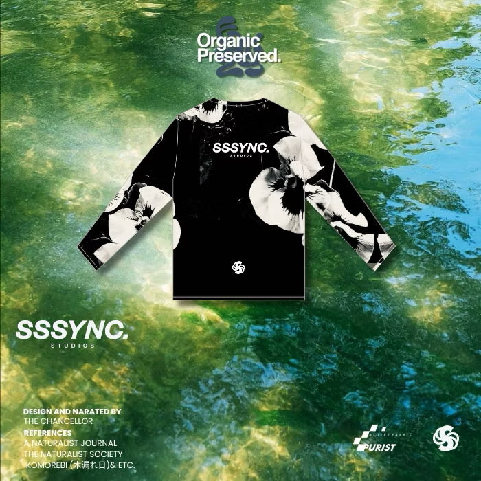 Organic Preserved Black Blossom Long Sleeve Woman SSSYNC Studios Running Jersey